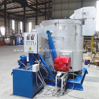 Buy 1000KG Cast Iron Crucible Natural Gas Zinc Dross Metal Melting Furnace Hydraulic Tilting online manufacture