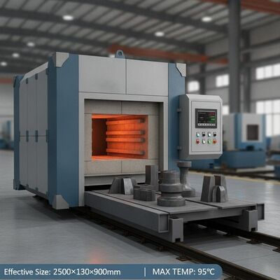 Buy Electric Bogie Hearth Furnace with 2500×1300×900mm Effective Size and 950℃ Rated Temperature for Heat Treatment online manufacture