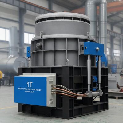 Buy 1-Ton Capacity Medium Frequency Induction Melting Furnace for Rapid Aluminum Alloy Melting with Hydraulic Tilting System online manufacture