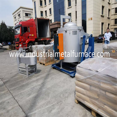 Buy 600kg Electric Resistance Hydraulic Tilting Crucible Aluminum Melting Furnace for Ferrous Metals and Alloys online manufacture